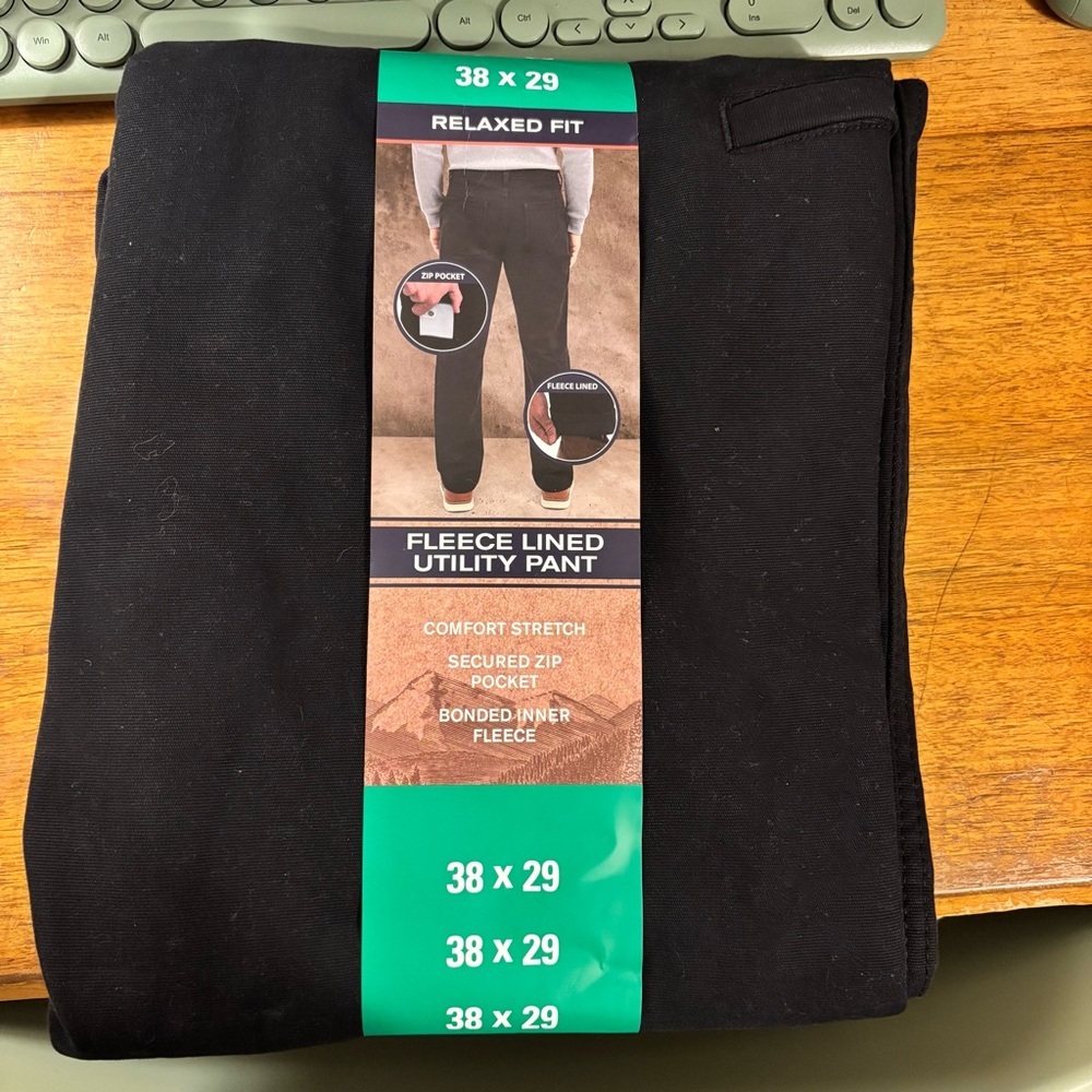 Mens Black Insulated Pants Size 38x39 Utility Chore Short King Stretch Canvas - Picture 2 of 2